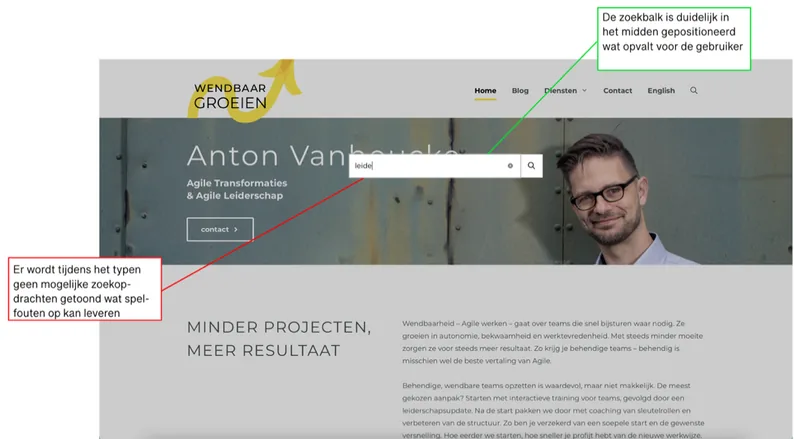 Search bar on the homepage that gives no suggestions while typing, with our notes