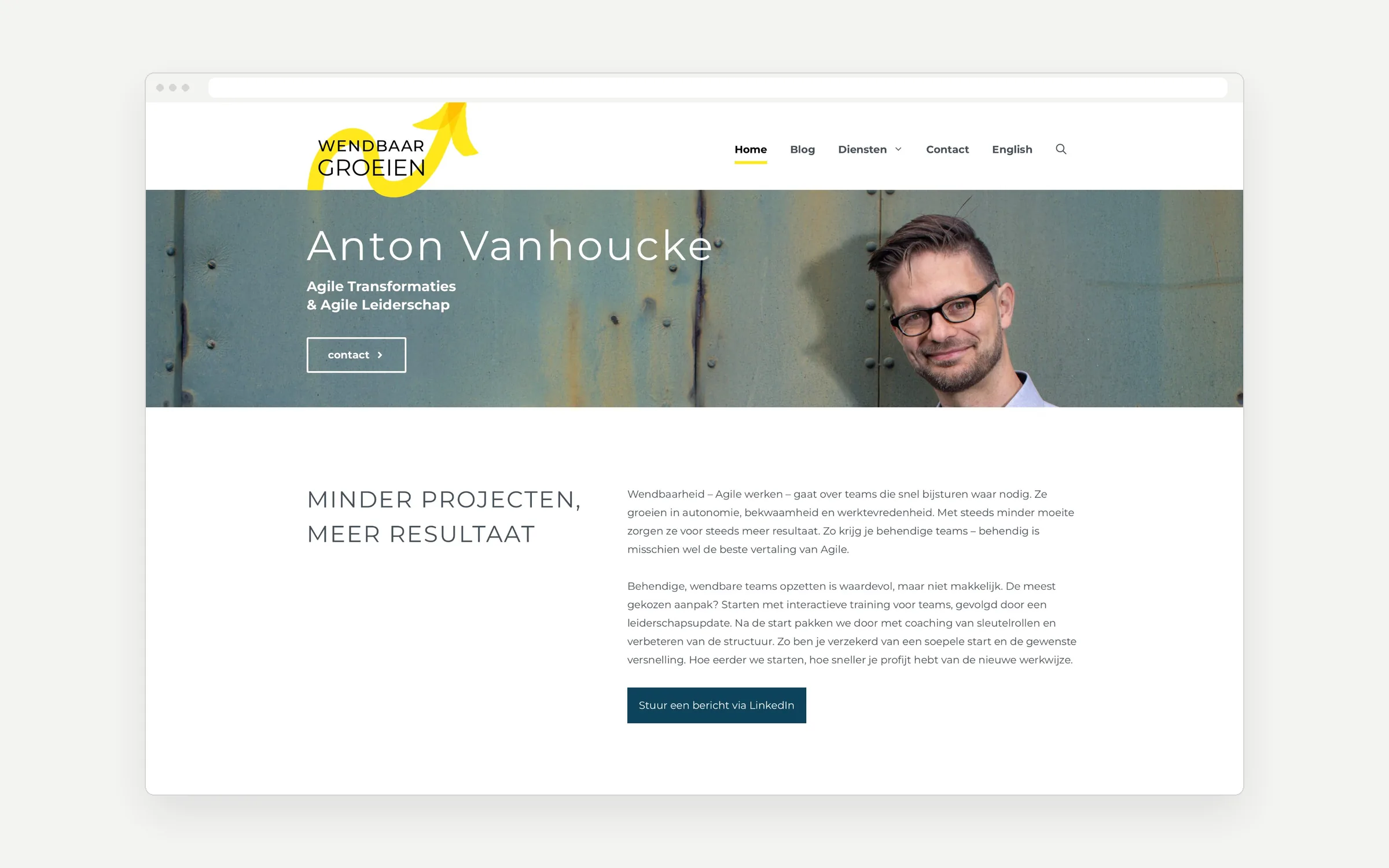 The Wendbaar Groeien website on a laptop